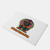 Paillasson Chat noir d'Halloween - Restez Éffrayant Chat rétr (Incliné)