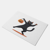 Paillasson Chat noir grognant à la bash d'Halloween, balançan (Incliné)