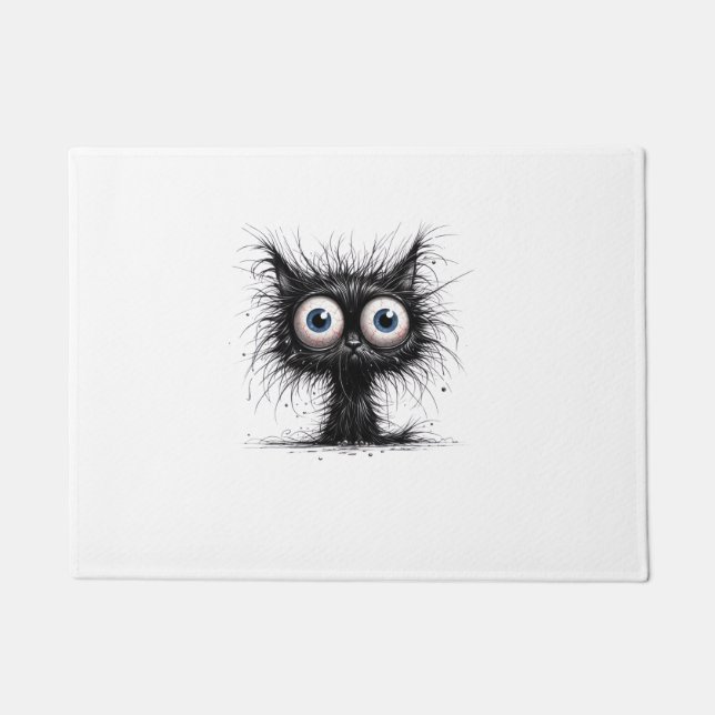 Paillasson Chat noir Halloween Costume fête drôle Chat effray (Devant)