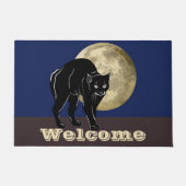 Paillasson Chat Noir Halloween Prowling Sur Une Nuit De Plein (Devant)