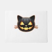 Paillasson Chat noir Jack o'Lantern Emoji T-shirt classique (Devant)
