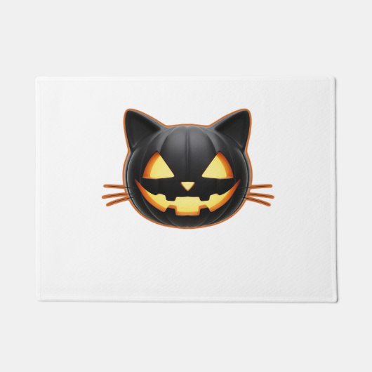 Paillasson Chat noir Jack o'Lantern Emoji T-shirt classique (Devant)