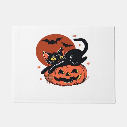 Paillasson Chat noir, Nostalgique T-shirt classique Halloween (Devant)