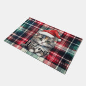 Paillasson Chat Père Noël Plaqué Noël Avec Texte (Incliné)