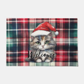 Paillasson Chat Père Noël Plaqué Noël Avec Texte (Devant)