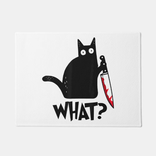 Paillasson Chat Qu'est-ce que_ Drôle Chat Noir (Devant)