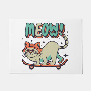 Paillasson Chat qui fait du skate Meow