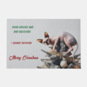 Paillasson Chat Sphynx de Noël (Devant)