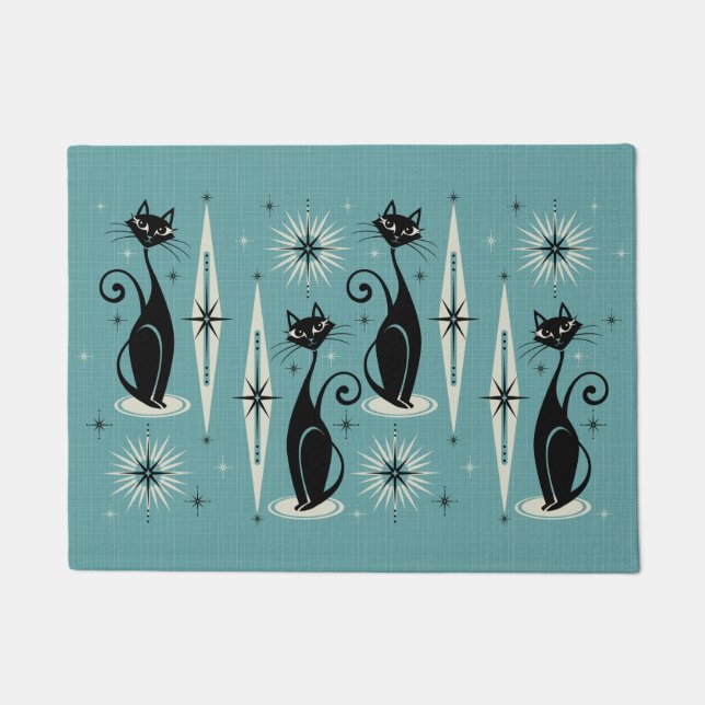 Paillasson Chats atomiques Meow Retro du milieu du siècle - B (Devant)