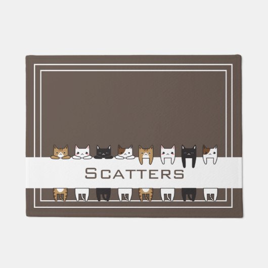 Paillasson Chats Kitty personnalisés Nourriture et Mat d'eau (Devant)