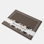 Paillasson Chats Kitty personnalisés Nourriture et Mat d'eau (Incliné)