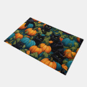 Paillasson Chats noirs en citrouille, Halloween (Incliné)