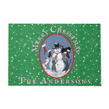 Chats vintage et bonhomme de neige Vert Noël perso