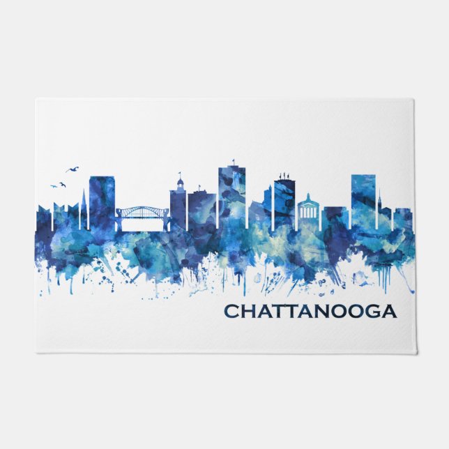 Paillasson Chattanooga Tennessee Skyline Blue (Devant)
