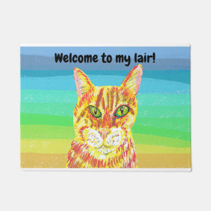 Paillasson Chatte gingembre de couleur vive bienvenue dans ma