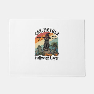 Paillasson Chatte Mère Amoureuse d'Halloween Chapeau de Sorci