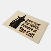 Paillasson Chatte noire, sorcière familière, vintage (Incliné)