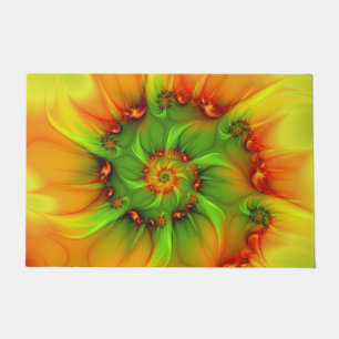 Paillasson Chaud Été Vert Orange Abstrait coloré Fractal