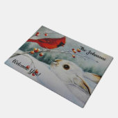 Paillasson Chaussure de neige personnalisée Rabbit & Red Card (Incliné)