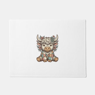 Paillasson Chemise à patchwork floral vintage Highland Cow_1