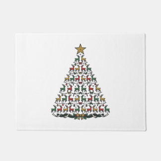 Paillasson Chemise de gravure vintage d'arbre de Noël de renn