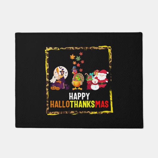 Paillasson Chemise de Noël de Thanksgiving Halloween, Joyeux (Devant)