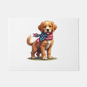 Paillasson Chemise Patriotique Vintage de Chiots Dorés Améric