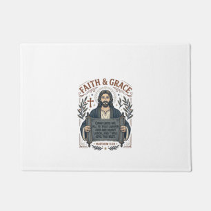 Paillasson Chemise vintage brodée de Jésus Croix Graphique ch