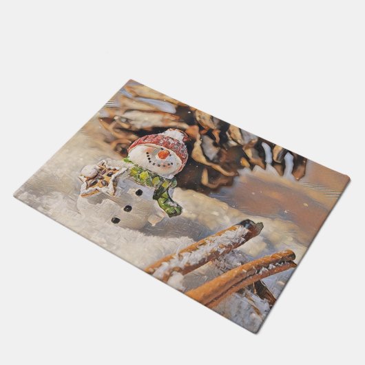 Paillasson Cher bonhomme de neige en peinture d'aquarelle de (Incliné)