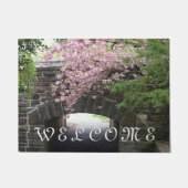 Paillasson Cherry Blossoms et Stone Bridge Photo (Devant)