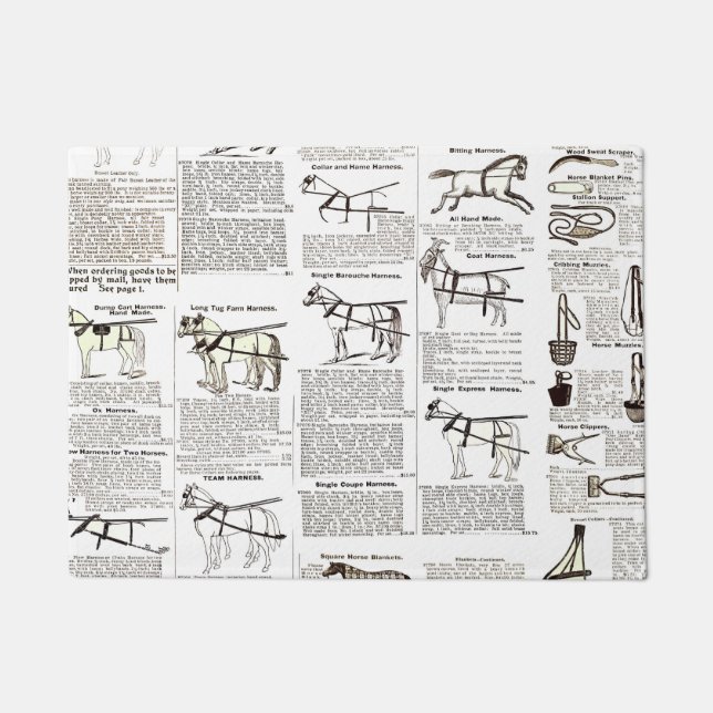 Paillasson Cheval Antique Publicité Journal Art (Devant)