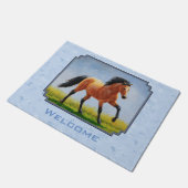 Paillasson Cheval Buckskin courant bleu clair (Incliné)