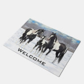 Paillasson Cheval Pinto Quarter Noir Chevaux Paint Chevaux Da (Incliné)