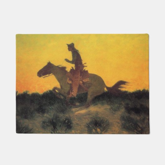 Paillasson Cheval Rider contre le coucher du soleil dans le F (Devant)