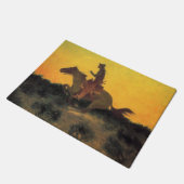 Paillasson Cheval Rider contre le coucher du soleil dans le F (Incliné)