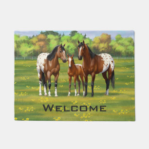 Paillasson Chevaux Appaloosa De Baie Brown En Pâturage D'Été