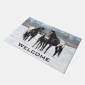 Paillasson Chevaux Appaloosa Noir En Neige (Incliné)