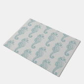 Paillasson Chevaux de mer tropicaux, Motif hippocampe - gris (Incliné)