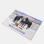 Paillasson Chevaux Du Quartier Noir En Neige (Incliné)