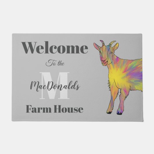 Paillasson Chèvre Bienvenue Nom de famille (Devant)