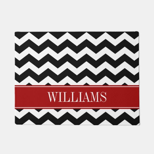 Paillasson Chevron rouge et noir personnalisé (Devant)