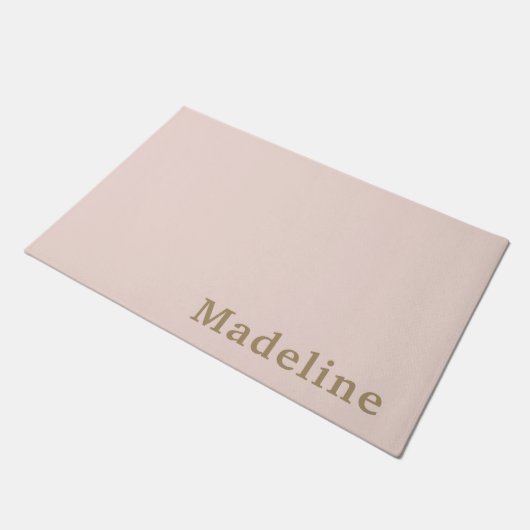 Paillasson Chic Blush Rose Or Moderne Simple Monogramme Nom (Incliné)