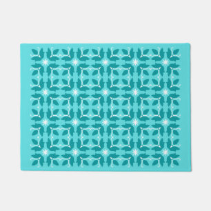 Paillasson Chic Carrelage Turquoise Fleurs Motif Petit Porte 