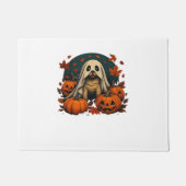 Paillasson Chic chien Carlin avec Citrouille Automne Hallowee (Devant)