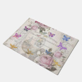 Paillasson chic français, rustique campagnard, motif floral,  (Incliné)