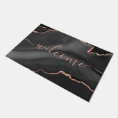 Paillasson Chic Gray Agate Pink Glitter Script Welcome (Incliné)