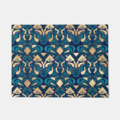 Paillasson Chic Hipster Gold Emerald Blue Tribal Artsy Damask (Devant)