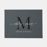 Chic Monogramme Noms de script Année Établie Gris
