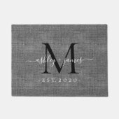 Paillasson Chic noir Monogramme Noms de script Année Gris Lin (Devant)