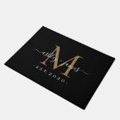 Paillasson Chic or Monogramme Noms de script Mariage Date Noi (Incliné)